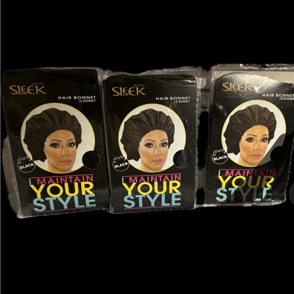Bundle of 3 Hair Bonnet Color: Black